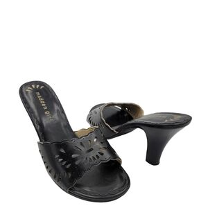 Madden Girl Black Corona Laser Cut Slides Size 7 Heels